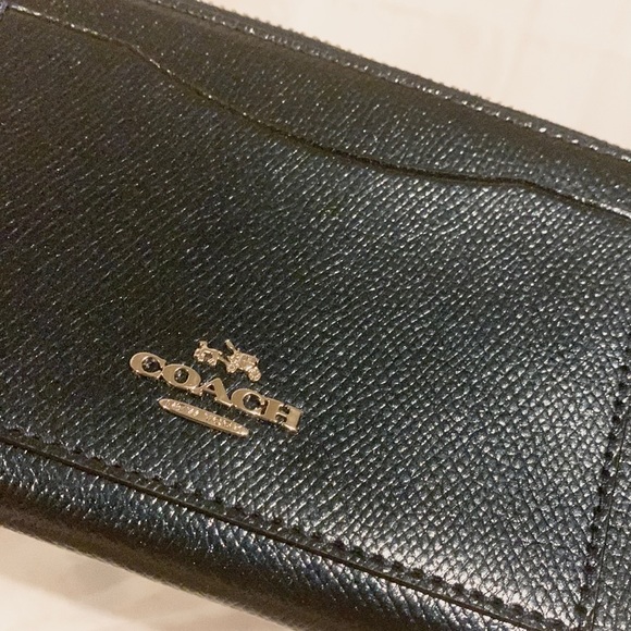 💐 COACH F54007 💐 METALLIC MIDNIGHT CROSS GRAIN LEATHER CONTINENTAL WALLET - Picture 5 of 7